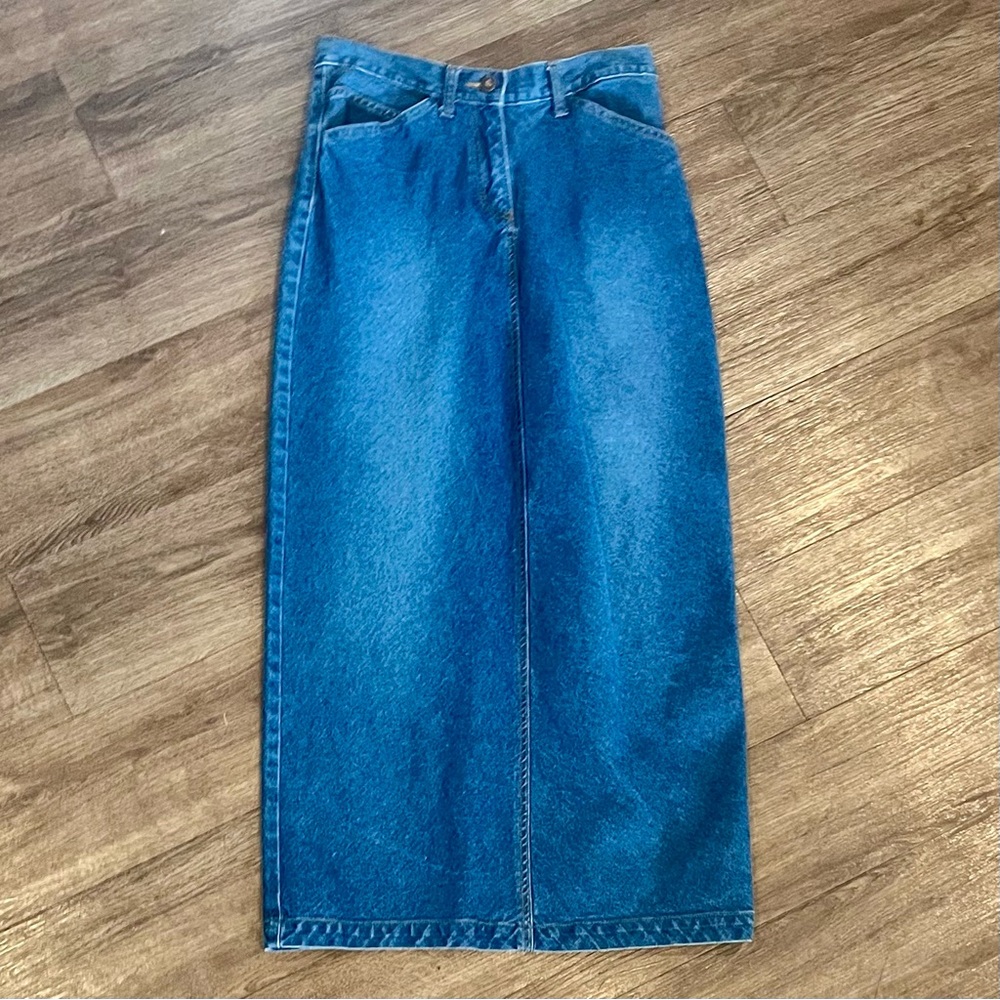 Vintage Lord & Taylor Denim Jean Maxi Skirt long SZ 2